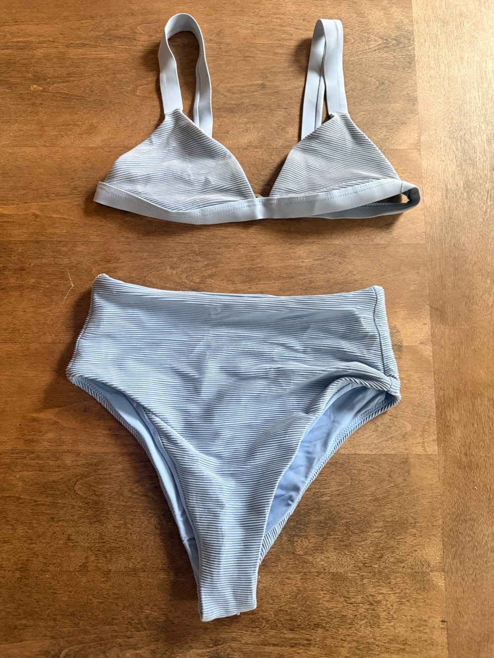 Light Blue Ribbed High-Waist Bikini Set- vitamin A Fred Segel Collab